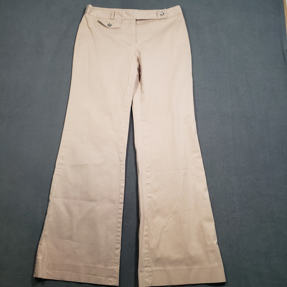 Michael Kors Wide Leg Trousers Womens 6 Tan Beige Stretch Cotton Dress Pants